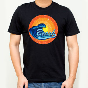 Beach White Black Printed T-Shirt