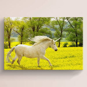White Horse With Nature Canvas